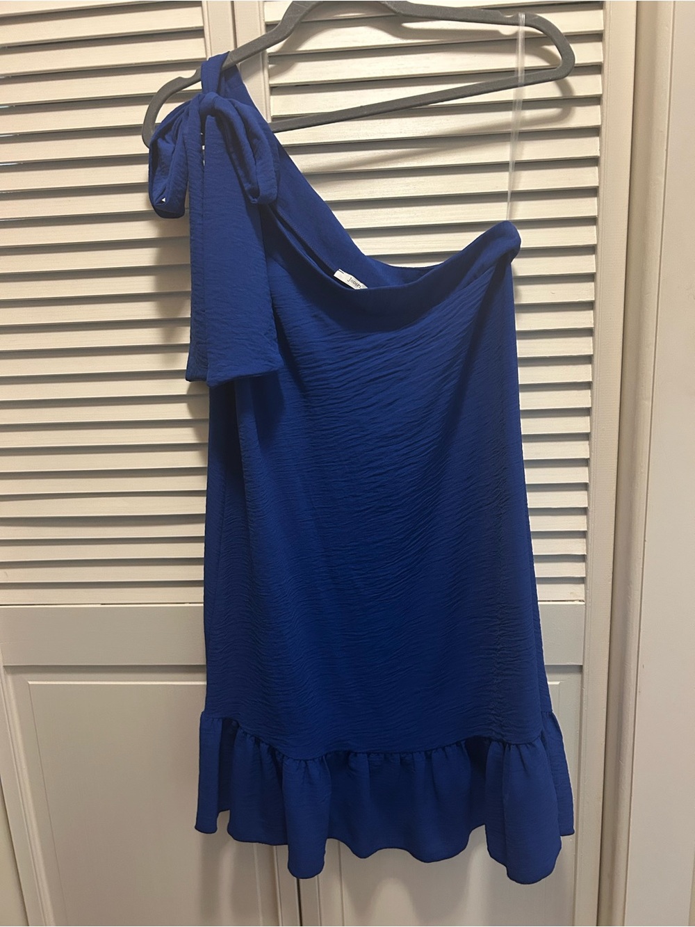 One-Shoulder Ruffle Hem Dress - Royal Blue